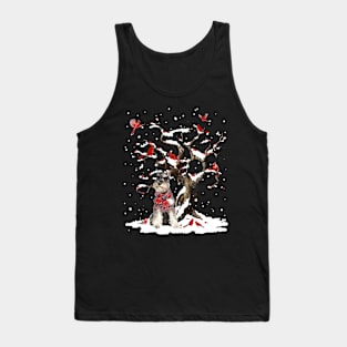 Grey Miniature Schnauzer Scarf Cardinal Snow Christmas Tank Top